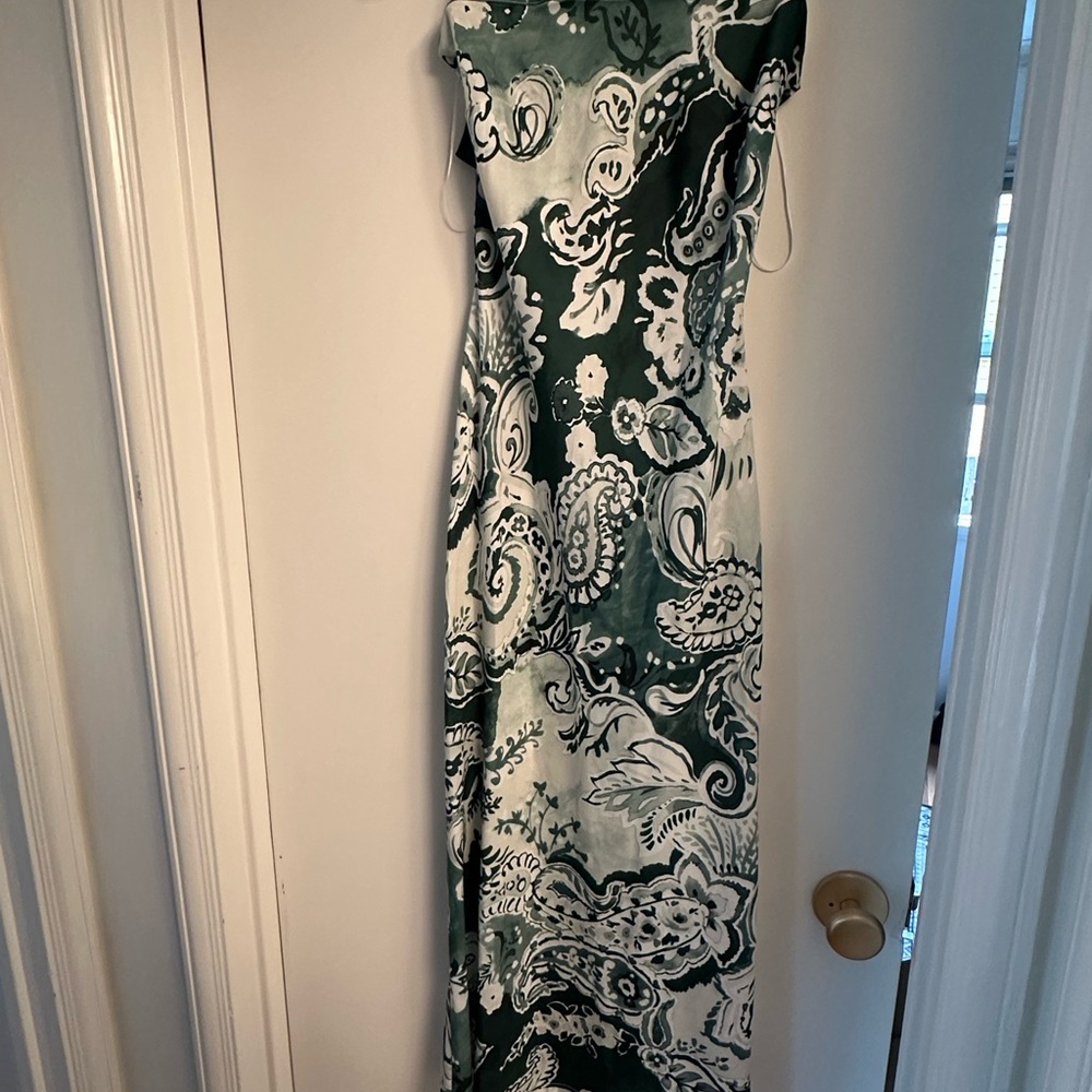 Park & Fifth Green and White Paisley Maxi Dress